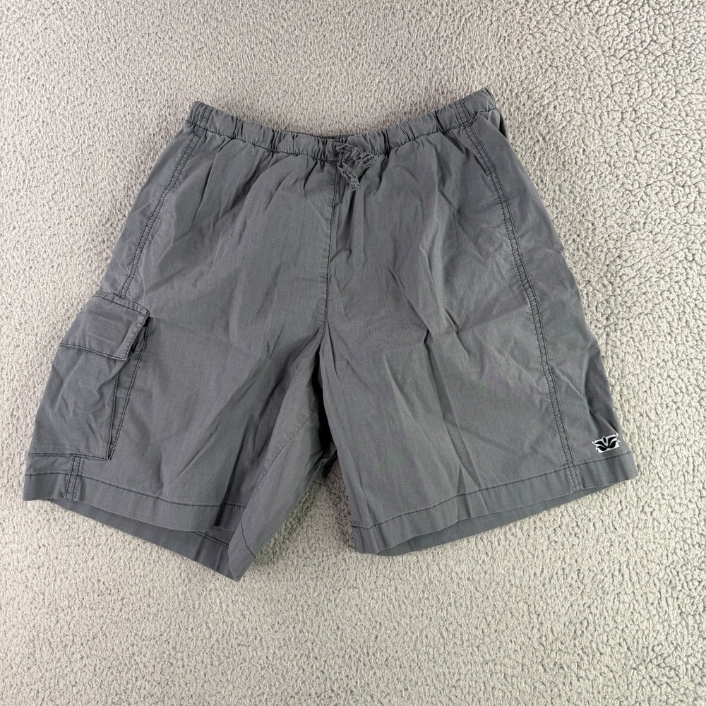 Be Present Cargo Shorts Womens Medium Gray Drawstring Yoga USA Made